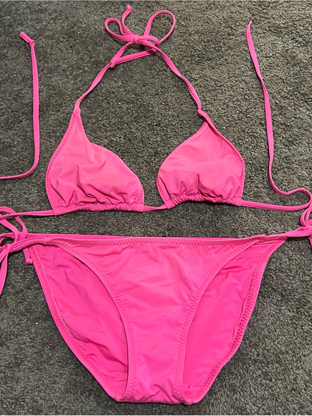 BECCA Hot Pink Triangle String Bikini Set